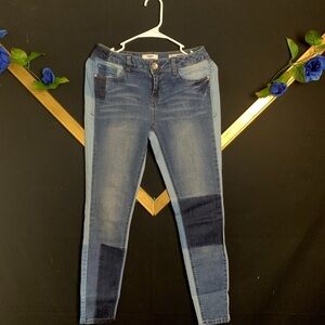 Kensie Blue Patchwork Skinny Jeans